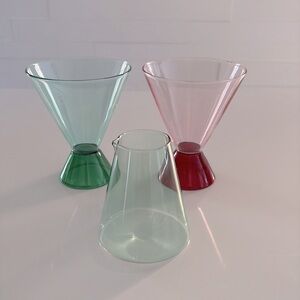 NWT Oui Affogato Glass Set of 3 red and green - espresso, ice cream
